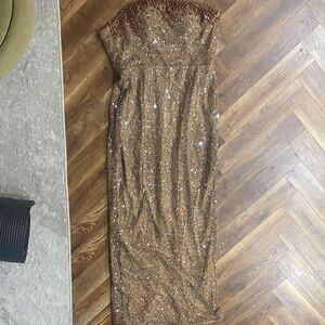 Glamorous Strapless Sequin Dress - Brown